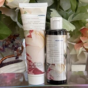 🆕🪷 KORRES “ GRECIAN GARDENIA” TRAVEL SIZE BODY CARE SET. NEW FACTORY SEALED.